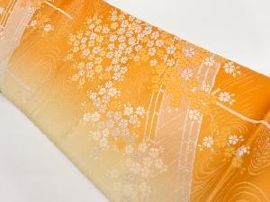 橋に桜尽くし模様織出し袋帯